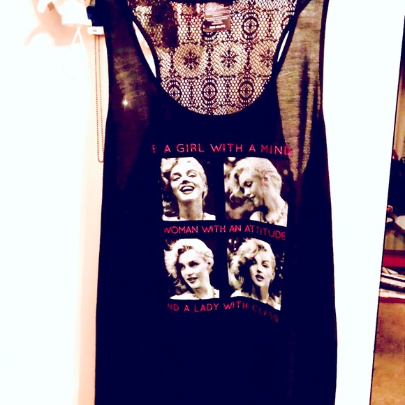 Marilyn Monroe Tops - Marilyn Monroe Silky Lace-Top Tank